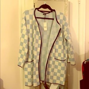 NWT European oversized checkered cardigan sz M